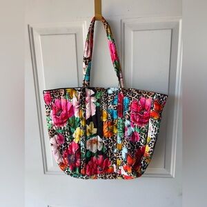 Johnny Was quilted Sandra fabric floral tote